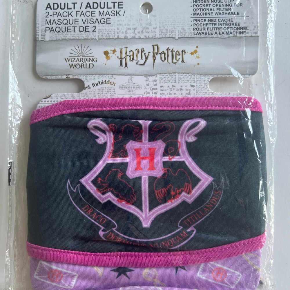 2 Harry Potter Adult Face Mask Warner Brothers Hogwarts Masks Wizard World New